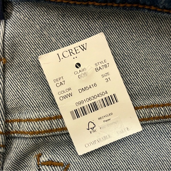 J. Crew High Rise Med Wash Button Fly Cotton Tensel All Day Stretch Jeans Sz 31 - Picture 3 of 16